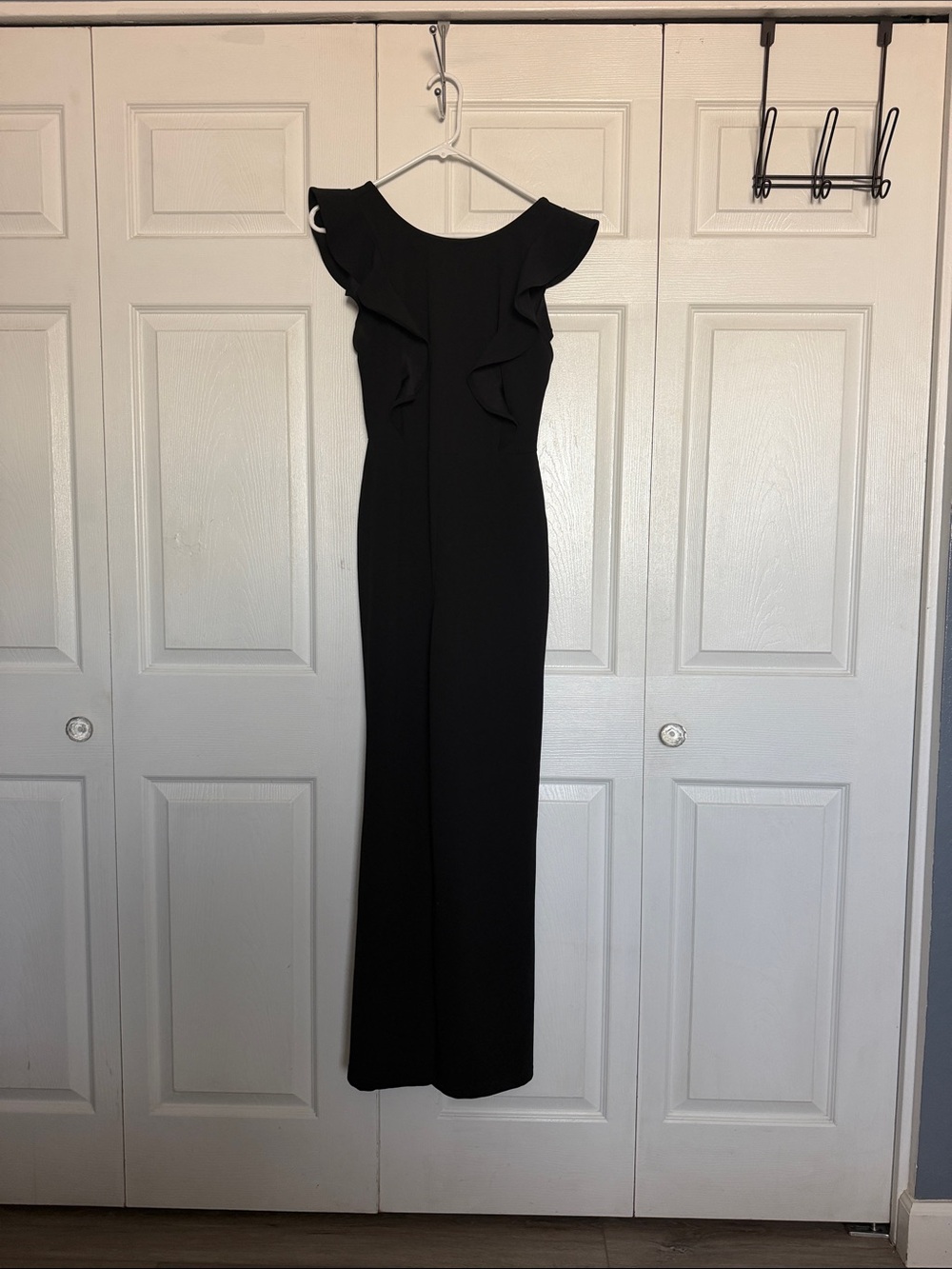 Lulu's Black Ruffle-Shoulder Jumpsuit